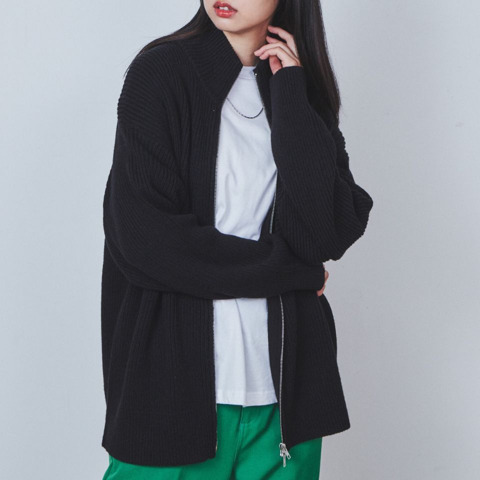 【SALE4399円→3739円】ドライバーズニット ニット メンズ レディース ハイネック ジップ トップス セーター 長袖 カーディガン 体型カバー 秋 冬 秋冬 WEGO ウィゴーのサムネイル