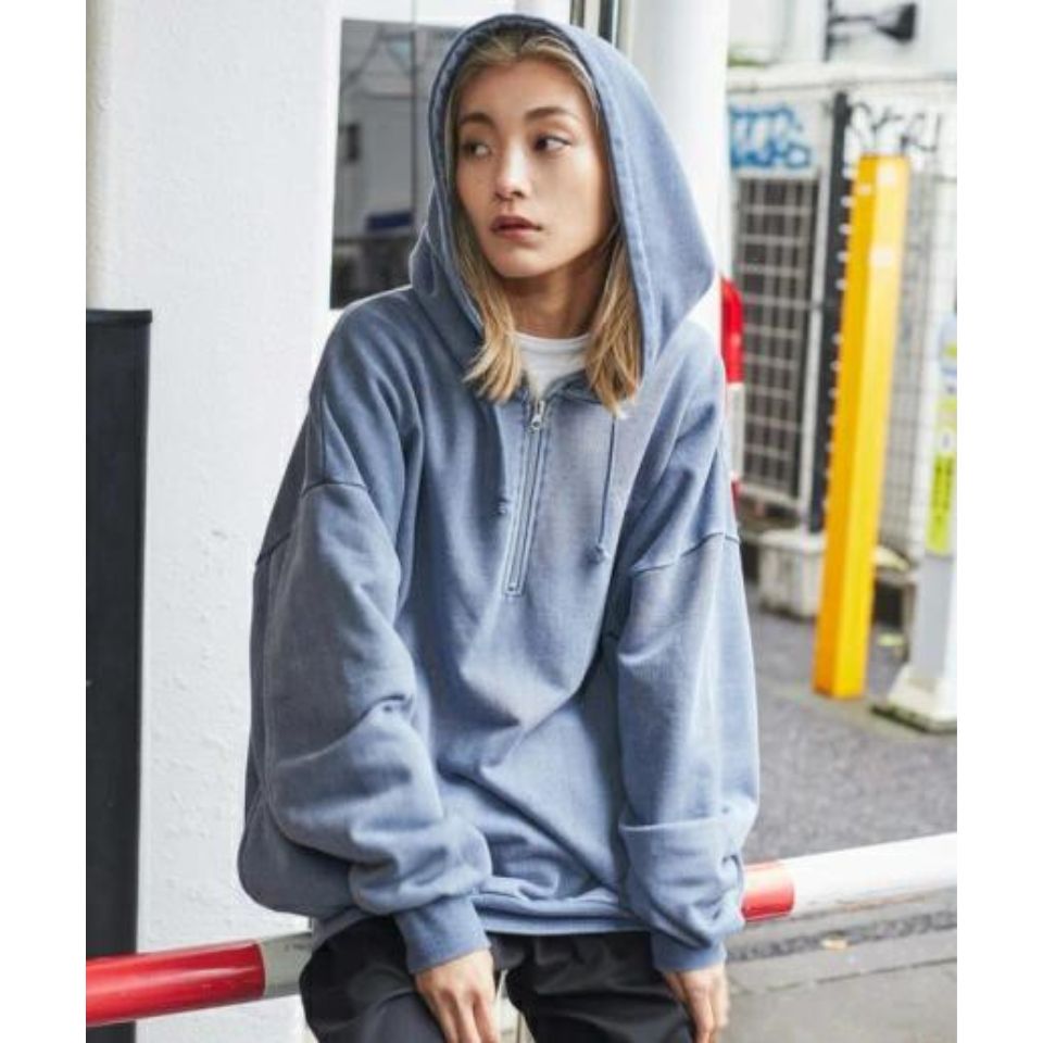 【SALE5499円→4949円】ピグメントハーフZIPロゴプルパーカー メンズ レディース ユニセックス スウェット トップス パーカー 長袖 秋 冬 春 WEGO ウィゴーのサムネイル
