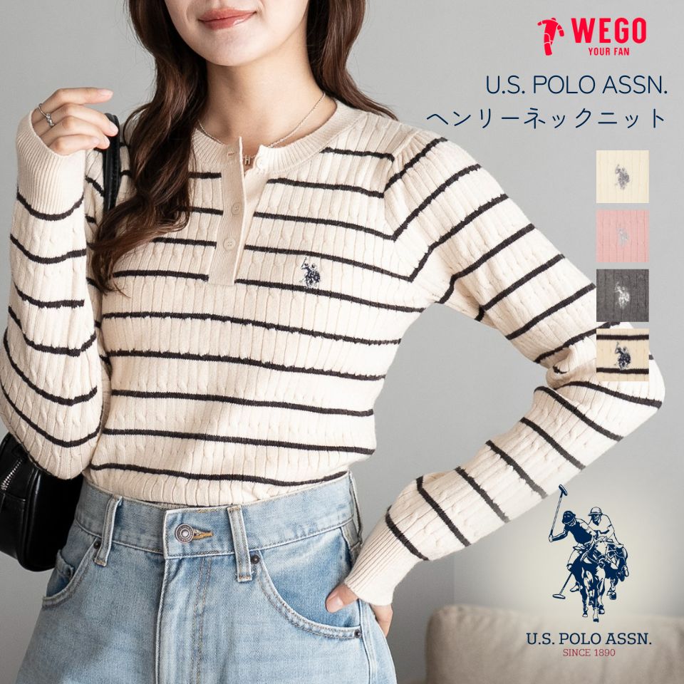 ＼20％OFFクーポン利用で3999円／【SALE 5499円→4998円】25秋新作 別注USPOLOヘンリーネックニットPO USPOLO ニット レディース 長袖 トップス ポロ カジュアル 刺繍 おしゃれ ブランド 秋 冬 USPOLOASSN WEGOのサムネイル
