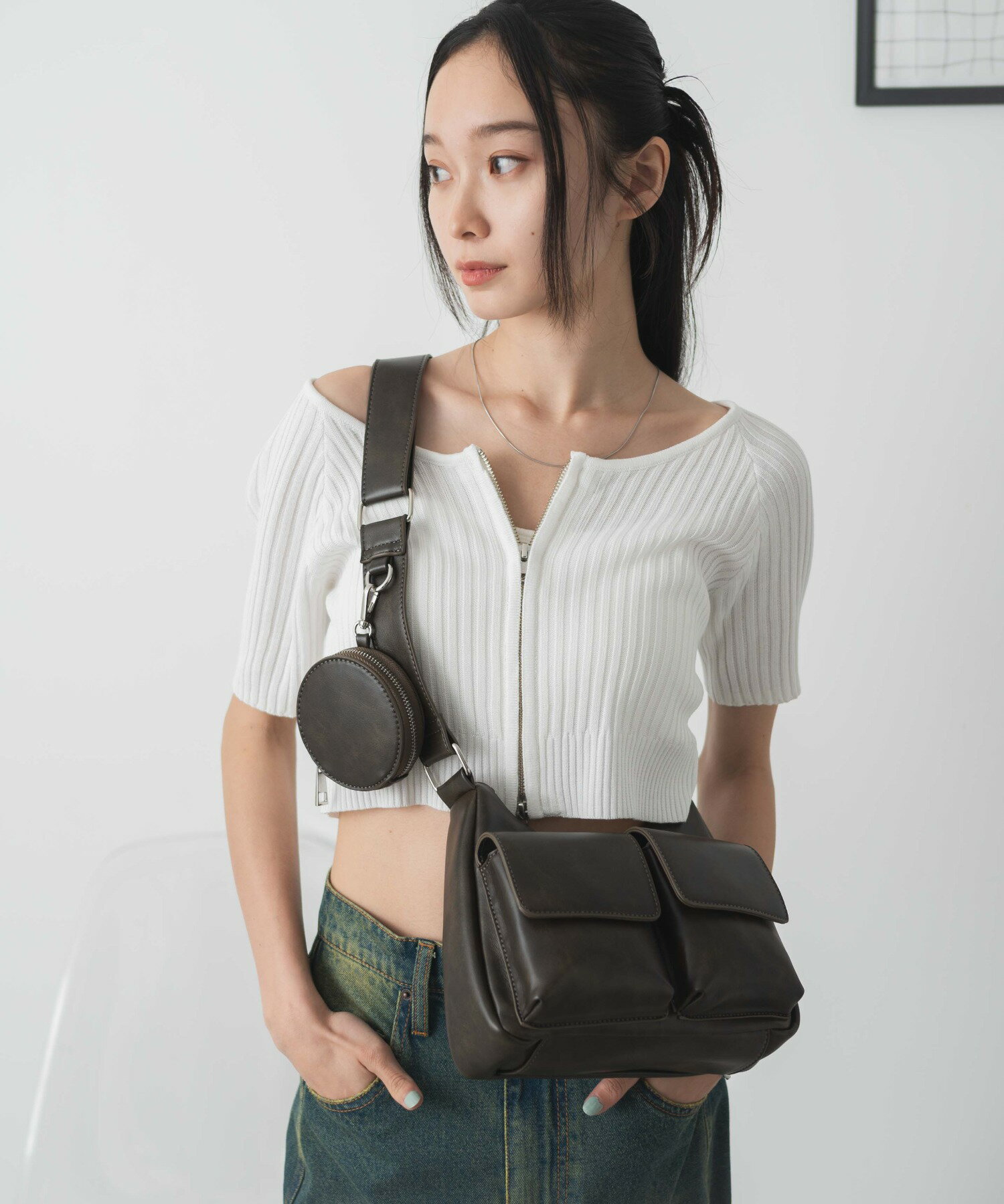 【SALE3299円→2499円】【WEGO】ポーチ付きポケットデザインショルダー