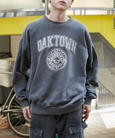 ピグメントグラフィックプルオーバー メンズ スウェット トップス トレーナー 長袖 古着風 ヴィンテージ加工 カレッジロゴ 秋 冬 WEGO ウィゴー