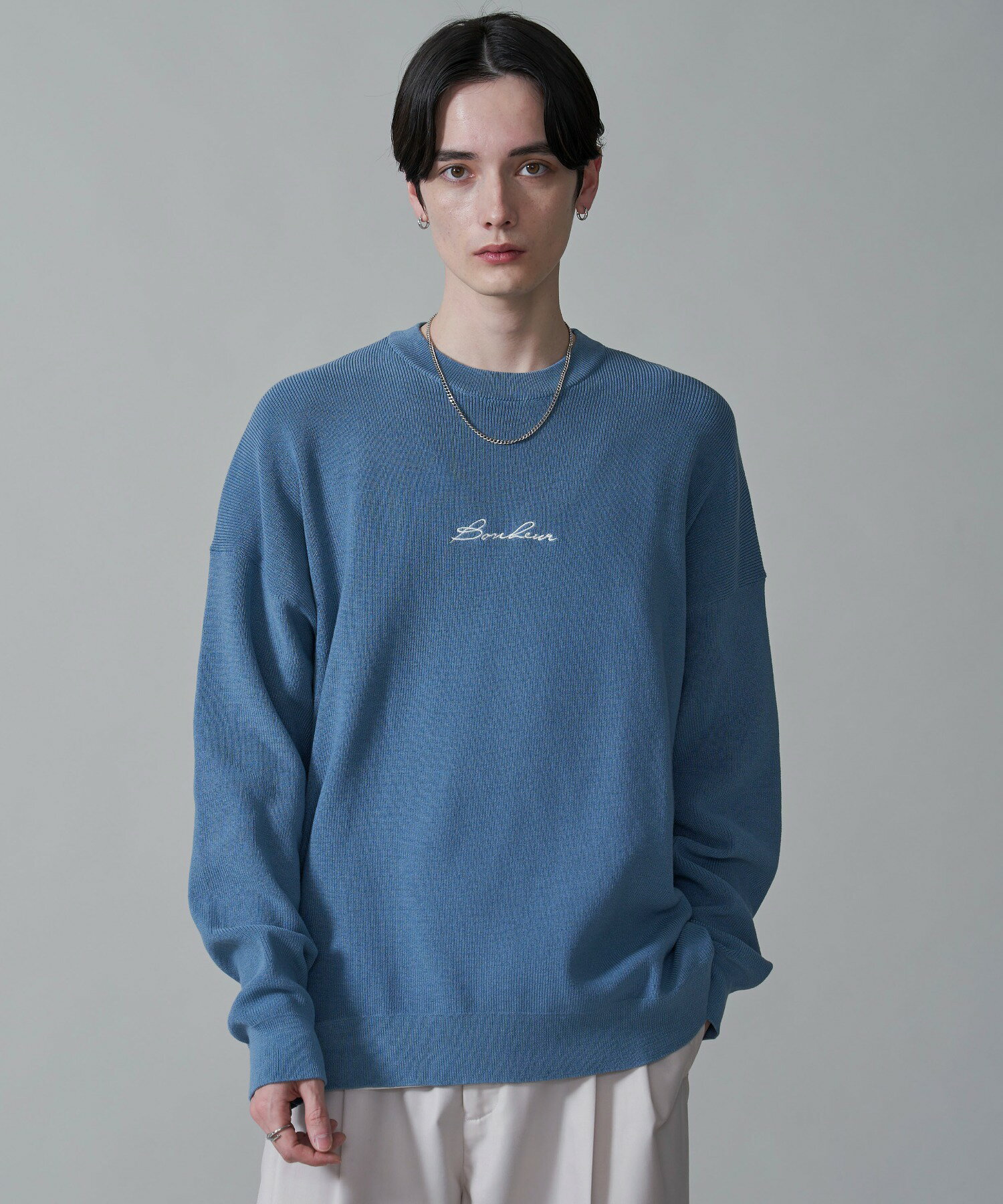 アクセ付きワンポイントニットプルオーバー ニット メンズ トップス 長袖 セーター 春ニット ワンポイント アクセサリー セット 春服 春 秋 WEGO ウィゴ...