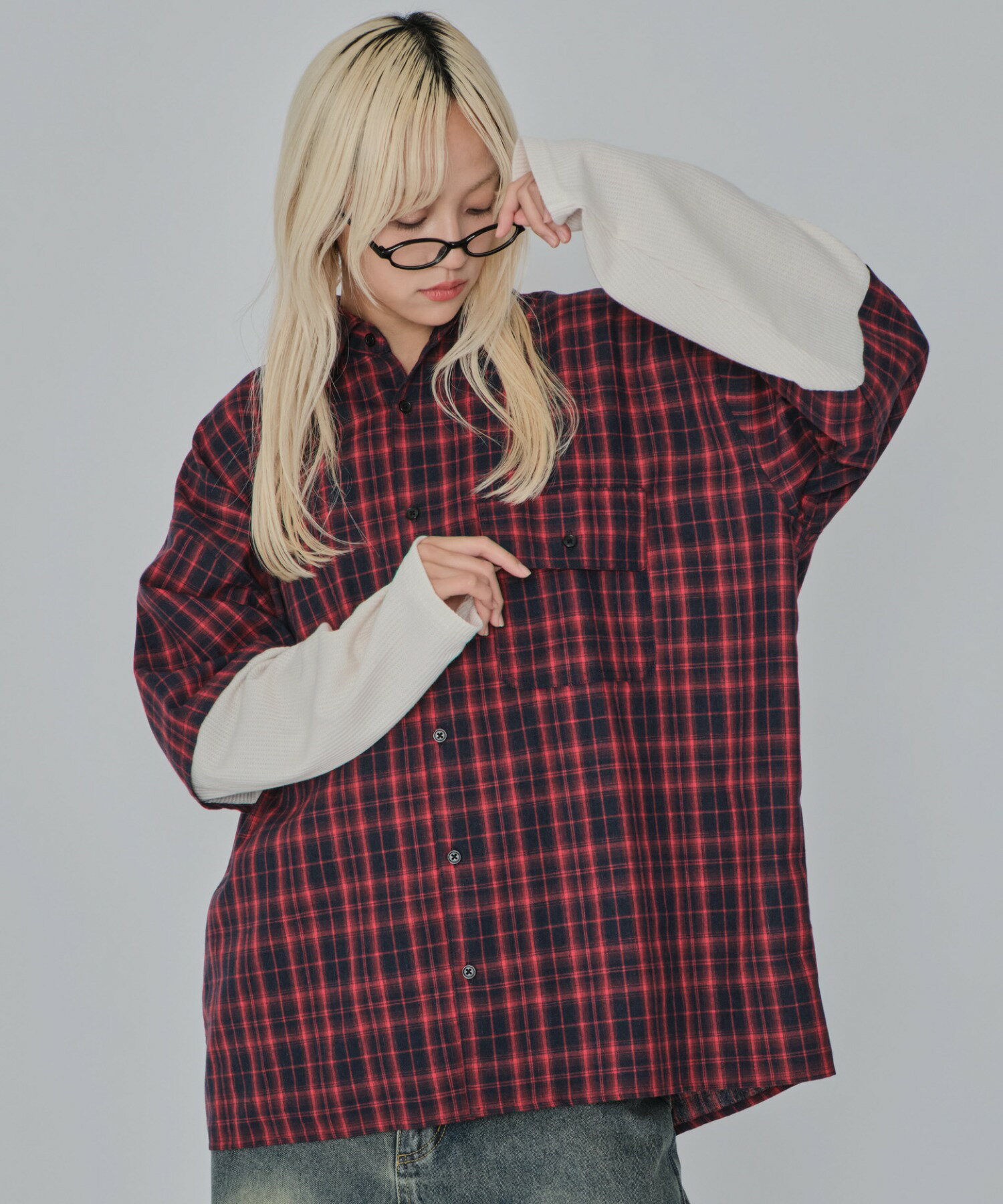 【SALE 4399円→2999円】チェックレイヤードシャツ レディース メンズ 男女兼用 シャツ レイヤード セット チェックシャツ 春 夏 秋 冬 WEGO...