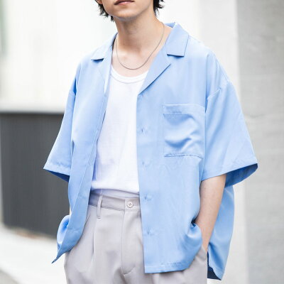 【SALE2198円→1799円】オープンカラーシャツ オープンカラー シャツ 夏 羽織 半袖 夏服 ブルー ピンク ベージュ ホワイト ブラック M L レディース 女性用 メンズ 男性用 ユニセックス 男女兼用 WEGO wego ウィゴー