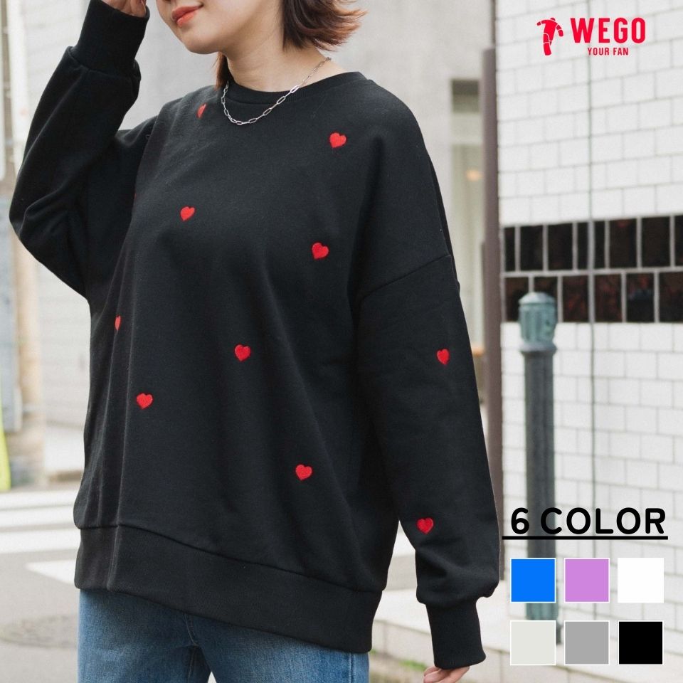 【SALE4399円→2199円】総柄刺繍スウェット レディース トップス トレーナー スウェット プルオーバー スエット 総柄 刺しゅう 長袖 秋 春 WEGO ウィゴーのサムネイル