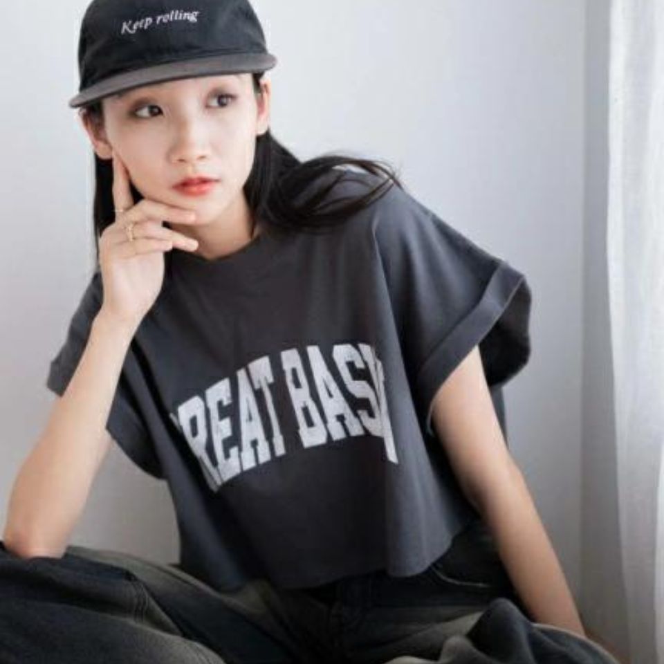 ノースリーブロールアップショートT Tシャツ レディース トップス カットソー ノースリーブ ショート丈 夏 秋 WEGO ウィゴーのサムネイル