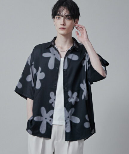 【SALE 3299円→2199円】アムンゼンパターンBIGシャツ メンズ トップス 半袖 シャツ カジュアル きれい..