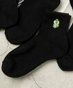アンクルパイルユニークソックス 靴下 ワンポイント 刺繍 アンクル丈 WEGO ウィゴー