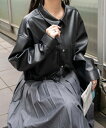 【SALE 4399円→3299円】Fレザードロストショートシャツ レディース アウター ブルゾン レザー BIG ブルゾン ショート丈 ヴィンテージ 秋 冬 WEGO ウィゴー