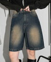 ヴィンテージウォッシュデニムハーフパンツ レディース パンツ デニムパンツ ハーフパンツ バギーパンツ ショーツ ワイドデニム ボトムス ゆったり 太め ズボン 春 夏 秋 WEGO ウィゴー
