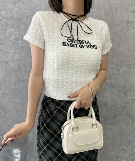 リンクルプリントトップス レディース Tシャツ トップス カットソー 半袖 ショート丈 ちびTシャツ 夏 秋 WEGO ウィゴーのサムネイル