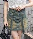 【SALE 3959円→2337円】ヴィンテージウォッシュサス付スカパン レディース ボトムス スカパン ヴィンテージ加工 ショーツ サスペンダー スカート ミニスカート ミニ丈 春 夏 秋 冬 WEGO ウィゴー