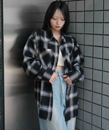 ＼20％OFFクーポン利用で2376円／【SALE 3299円→2969円】25秋新作 チェックBIGネルシャツ レディース シャツ トップス 長袖 チェック柄 羽織り ネルシャツ カジュアルシャツ オーバーサイズ ビッグシルエット 秋 冬 春 WEGO ウィゴーのサムネイル