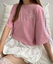 2ラインリボングラフィックショートT Tシャツ レディース ショート丈 リボン ガーリー WEGO ウィゴー