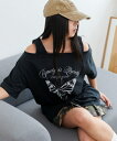 【SALE 2969円→1099円】タンクレイヤード風オフショルBIGT Tシャツ レディース カットソー トップス 半袖 オフショル レイヤード グラフィック...