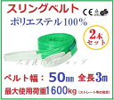 三方良し 2pcsセット スリングベルト　ベルト幅50mm 3m/耐久性に優れているポリエステル強力原糸100% ナイロンスリング ベルトスリング 繊維ベルトスリングベルト2本セット【あす楽対応】吊具 固定 軽トラック 荷台 ロープ 使用荷重1600kg