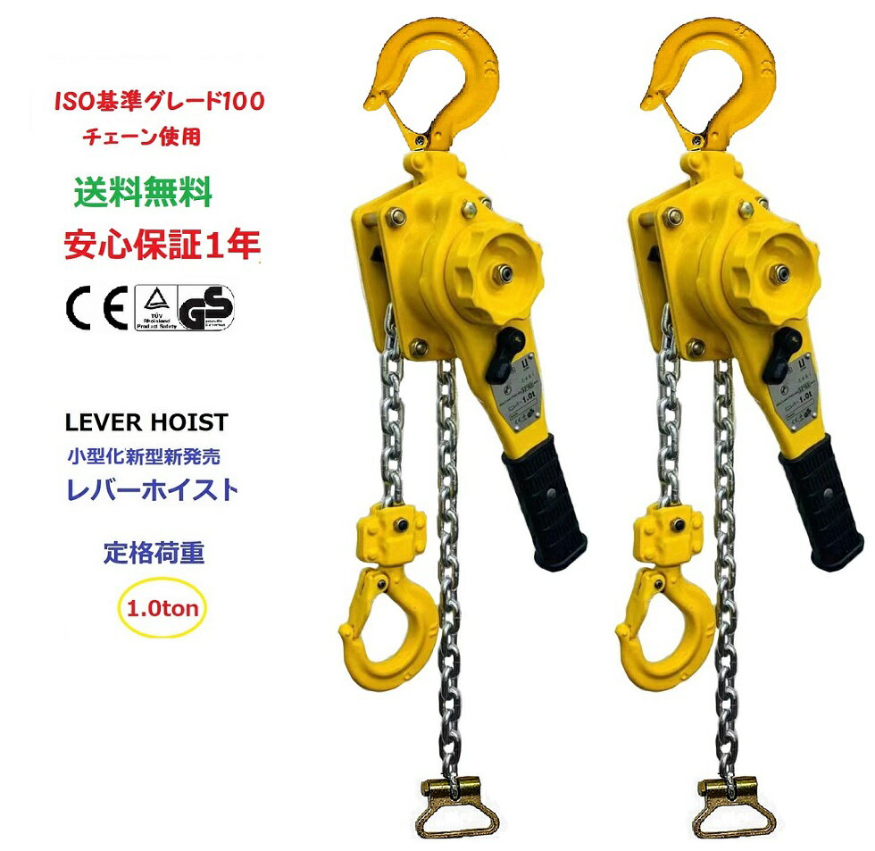 新発売小型化2台セットレバーホイスト1ton 1000kg 1トン 軽量化 チェーンローラー レバーブロック 荷締機 強化レバー チェーン グレード100チェーン使用 チェーンブロック チェーンホイスト 荷締め チェーンガッチャ 手動式レバー ブロック式荷締機 ガッチャ チェンプラー