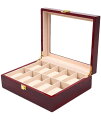 三方良し 腕時計収納ケース 10本用 赤色 木製 透明窓付きコレクションケース 時計 展示ボックス 時計 収納ボックス ウォッチ 腕時計 ケース コレクション ...