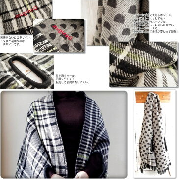 【今だけポイント2倍☆】【数量限定】【この商品は送料無料!】Desigual/デジグアル・デシガル・デジガル20WAIW05 PONCHO_MONOGRAM_REVERSIBLE/リバーシブル チェック&ドット ポンチョ(1色)【ビッグストール/スヌード/ポンチョ/寒さ対策/羽織り】