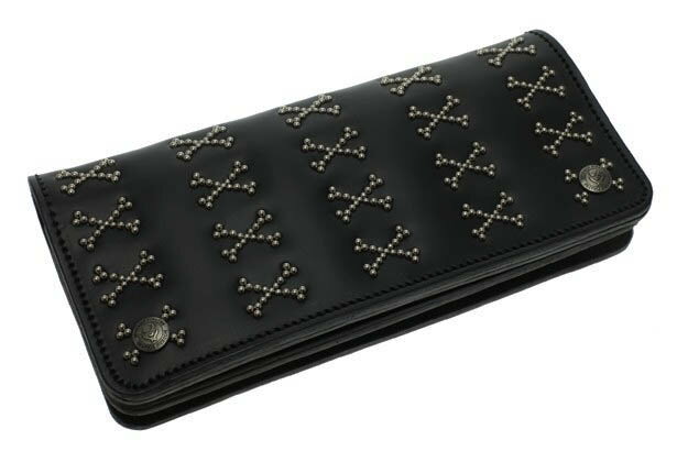 小さなクロスボーンがPOPで可愛いです！！【Arranged Cross Bone Studs Long Wallet/Modern Pirates】モダンパイレーツ・クロスボーン・スタッズ・スカル・髑髏・パンク・財布・札入れ・ウォレット・小銭入れ