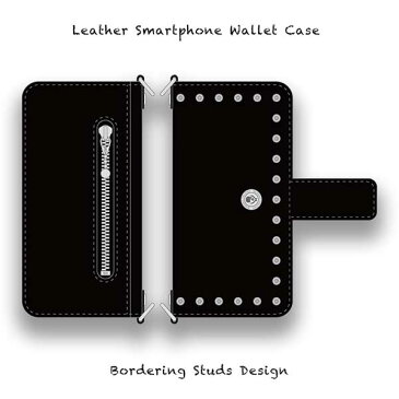 豊富なカラーからオーダー!!高級国産レザーを使用したウォレットタイプのスマートフォンケースです!!使い勝手を考え様々なスタイルのポケットを配置しました!!【 Leather Smartphone Wallet Case / Bordering Studs Design 】(マグネット式 / ECレザー)