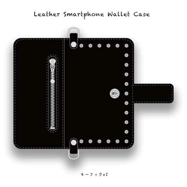 豊富なカラーからオーダー!!高級国産レザーを使用したウォレットタイプのスマートフォンケースです!!使い勝手を考え様々なスタイルのポケットを配置しました!!【 Leather Smartphone Wallet Case / Bordering Studs Design 】(マグネット式 / ECレザー)