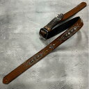 【 42mm Width Vintage Leather Guitar Strap / Vintage Spots Design 002(Camel)】(SUG...