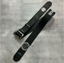 【 50mm Width Soft Leather Guitar Strap / SPIKE RECORDINGS Print Design 】(HISASHI Model)