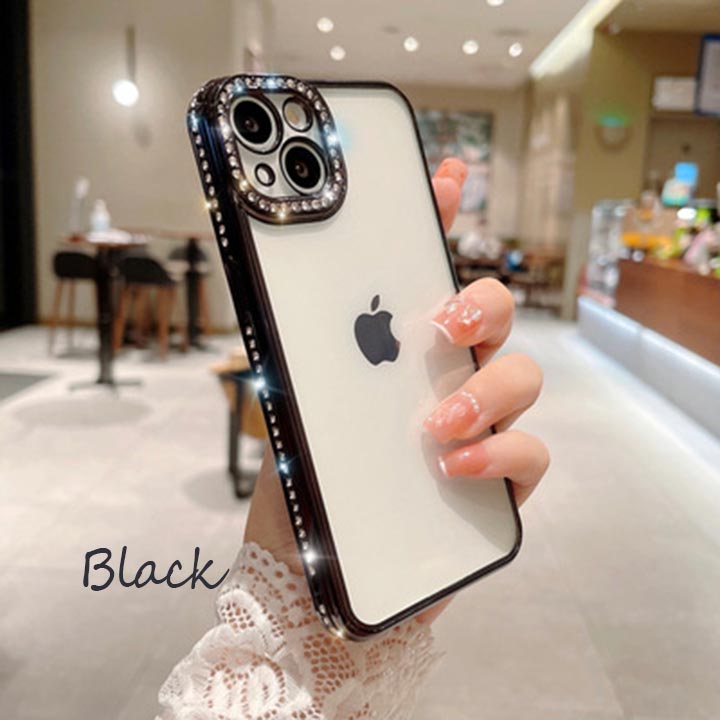 Rakuten - iphone16Proケース ラインストーン キラキラ iphone15ケース iphone14ケース スマホケース 韓国 シルバー ピンク ブラック クリア 透明 アイフォン13ケース ソフト アイフォン15ケース ソフト 柔らかい おしゃれ 可愛い