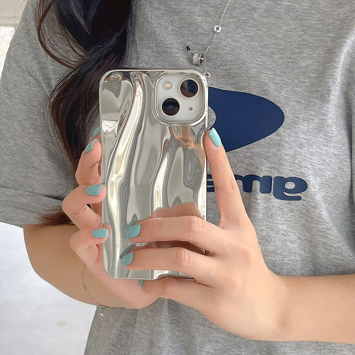 Rakuten - ウェーブ iPhoneケース アイフォンケースiPhone 凸凹 メタリック メタル 光沢 iPhoneケース スマホケース アイフォンケースiPhone13 iPhone14 iPhone15ケース 銀 シルバー 無機質 ウェーブ 波 波紋 ユニセックス クール
