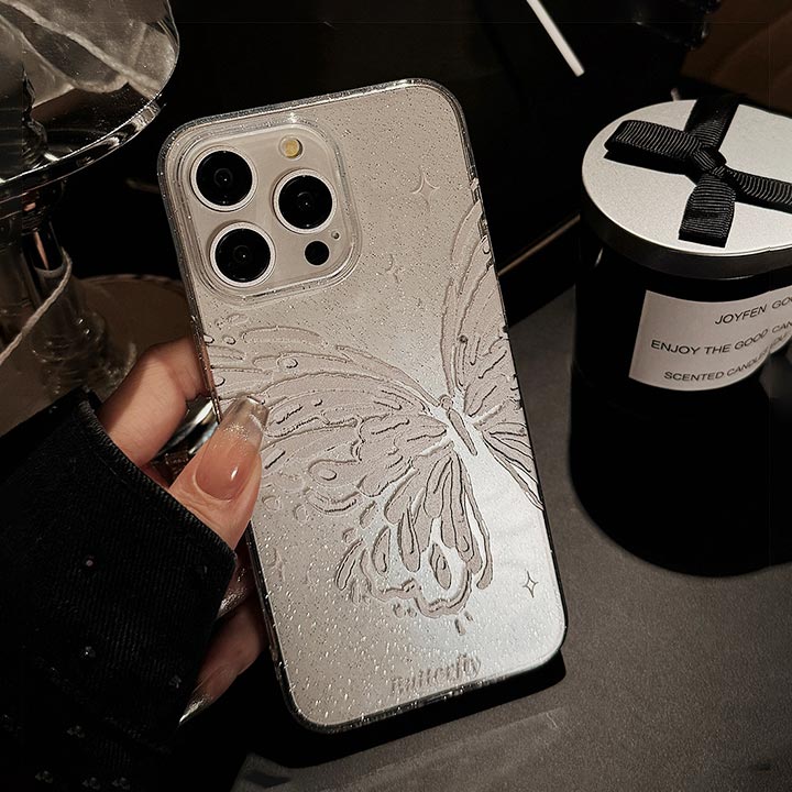 Rakuten - プリントデザイン アイフォンケース iPhoneケース スマホケース 蝶 アゲハ シルバー ラメ 透明 クリア 上品 落下対策 おしゃれ iPhone12 iPhone13 iPhone14 iPhone15 iPhone16 Pro Max ケース