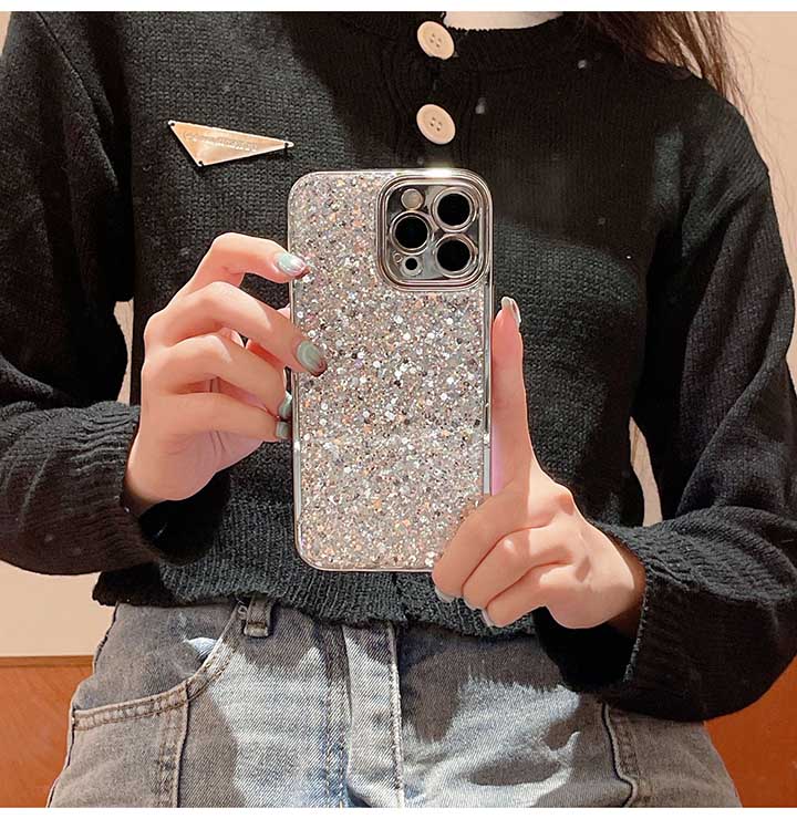 Rakuten - キラキラ iPhoneケース アイフォンケース スマホケース グリッター うねうね ラメ　ユニセックス クール おしゃれ バイカラー　ゴージャス 上品 高見え