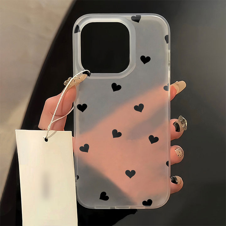 Rakuten - iPhoneケース アイフォンケース 半透明 ハート ドット シンプル 可愛い ガーリー おしゃれ 女の子 カジュアル ポップ