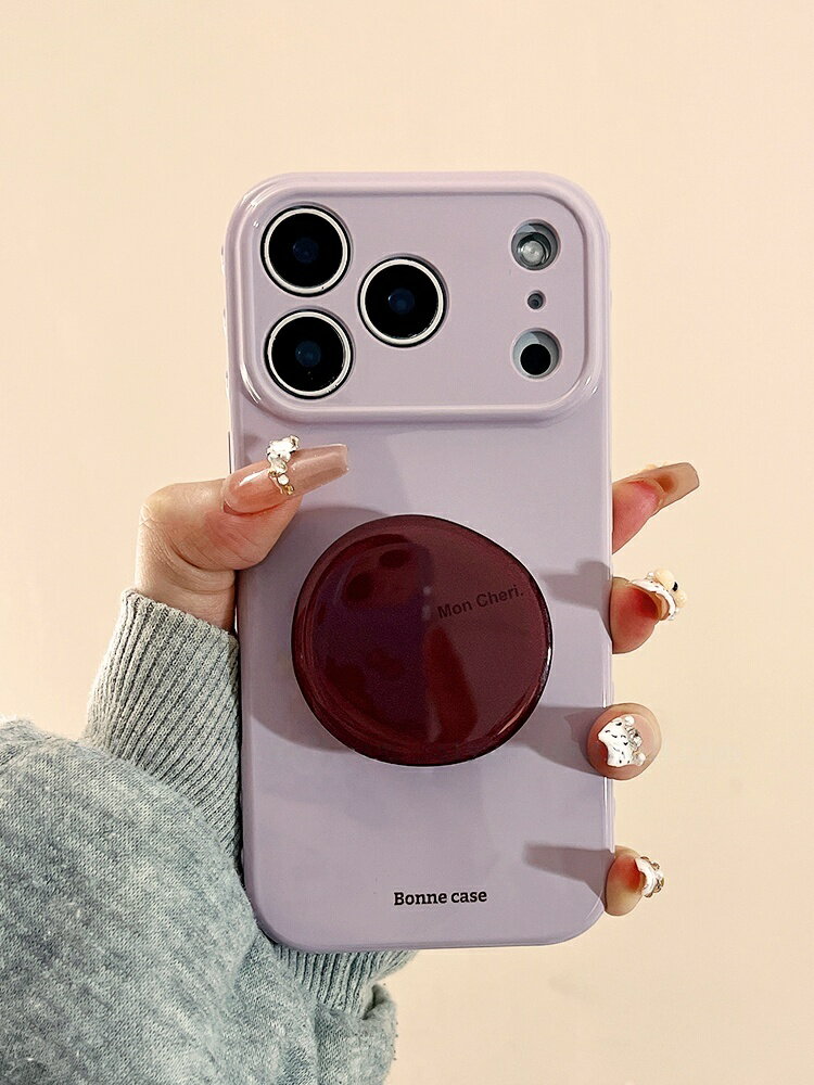 Rakuten - グリップ付き iPhone17ケース ワンポイント iPhoneケース シンプル 動画視聴 ピンク パープル アイフォンケース スマホケースおしゃれ 韓国 レディース iPhone17 iPhone16 iPhone15 iPhone14 iPhone13 Pro Max ケースかわいい 立体 大人可愛い プチプラ