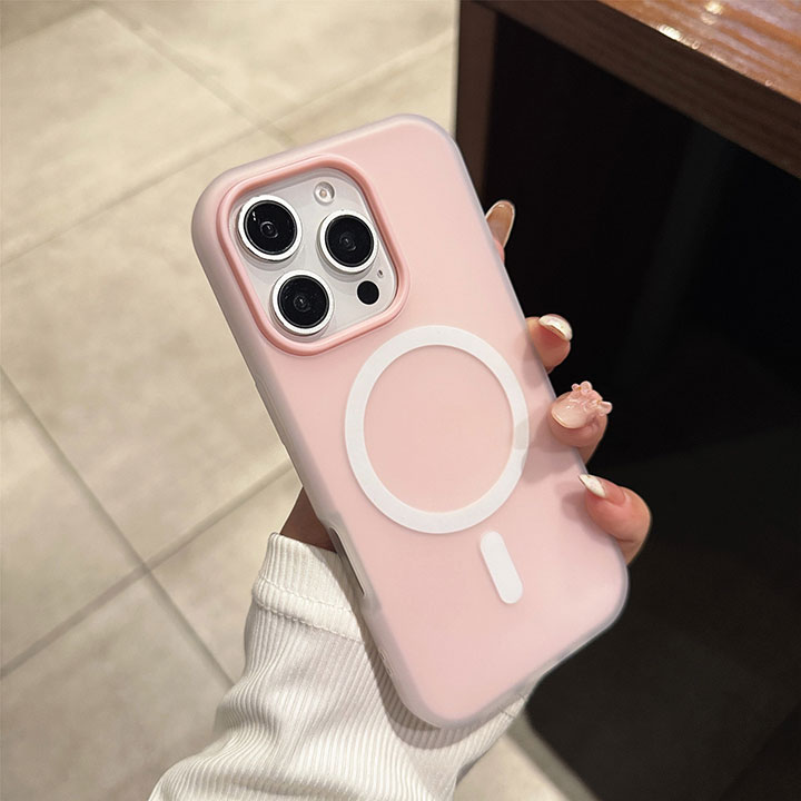 Rakuten - iPhoneケース 手触りがいい かわいい マグセーフ対応 パステルカラー シリコン アイフォンケース ワンタッチ吸着 耐衝撃 カメラレンズ保護 落下防止 シンプル おしゃれ カジュアル イエロー ピンク グリーン ホワイト