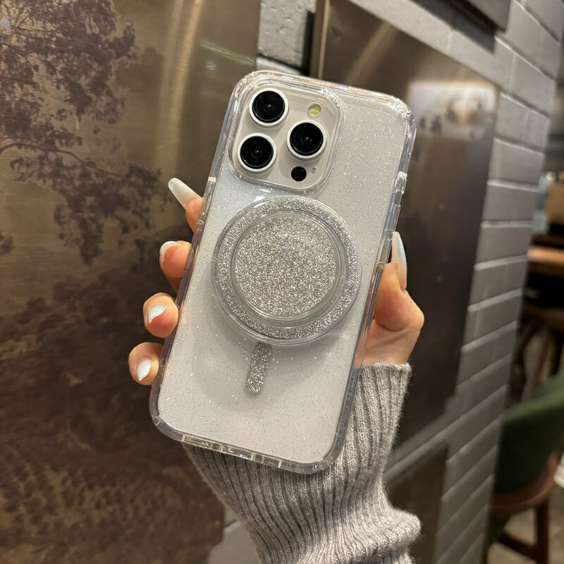 Rakuten - 【MagSafe対応】グリップトック付き iPhoneケース スマホスタンド付き マグネット対応 おしゃれ かわいい 韓国風 ポップ 透明 クリアケース 白 ホワイト iPhone16 iPhone15 iPhone14 iPhone13 ケース 落下防止 スタンド機能付き 人気 iPhone16ケース iPhone16Proケース