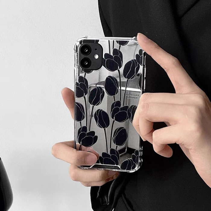 即完売！キュウリップ iPhone16ケース iphone15ケース iphoneカバー ミラー 鏡 フラワー フラワーズ 花柄 スマホケース スマホカバー iPhone14 iPhone13 ケース iPhone12 カバー iPhone11 Pro Max case 携帯 アイフォン13ケース カバー