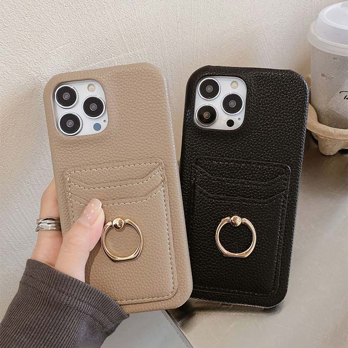 即完売！iPhone17 16 15 14 13 12 ケース iphoneケース iphoneカバー スマホケース iphone14 13pro max plus ケース カバー 背面 ポケット ic カード収納 ブラック ベージュ リング付き カード入れ
