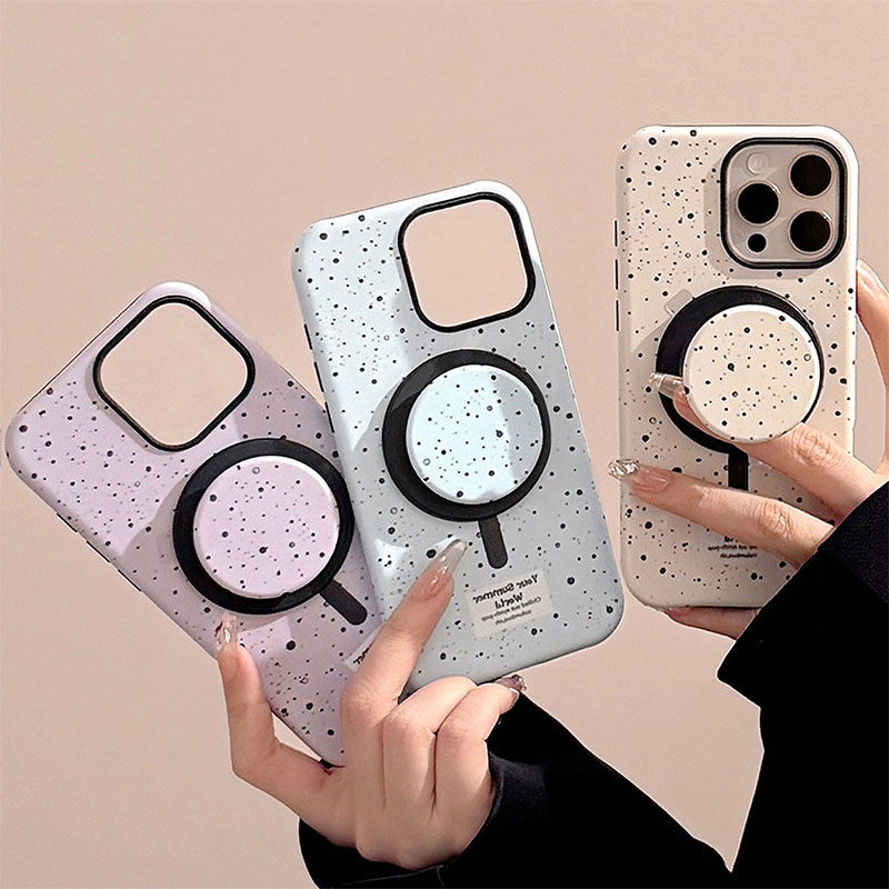 マグセーフ対応 スマホケース ドット かわいい iPhoneケース マグネット グリップトック付き iPhone17ケース アイフォンケース 17 16 15 iPhone15 iPhone16 iPhone17 Pro Max ケース パープル ブルー イエロー ぷっくり くすみカラー iPhone12mini iPhone13mini