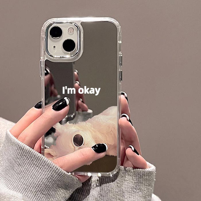 新色追加！iPhone17ケース iPhone16ケース アイフォンケース お洒落 イニシャル ドッグ 動物 ミラー 鏡 韓国 犬 かわいい インスタ映え iPhone11 iPhone12 iPhone13 iPhone14 iPhone15 iPhone16Pro Max ケース