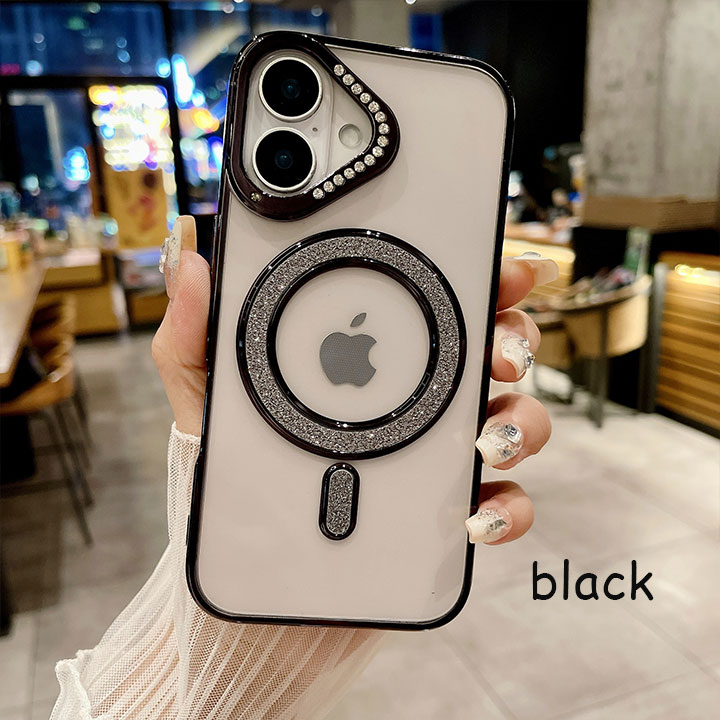iPhone17ケース ラメ キラキラ マグセーフ magsafe iphone16Proケース iphoneケース スマホケース アイフォンケース iPhone12 iPhone13 iPhone14 iPhone15 iPhone16 Pro Max ケース アイフォン16ケース ラインストーン おしゃれ 可愛い ピンク シルバー