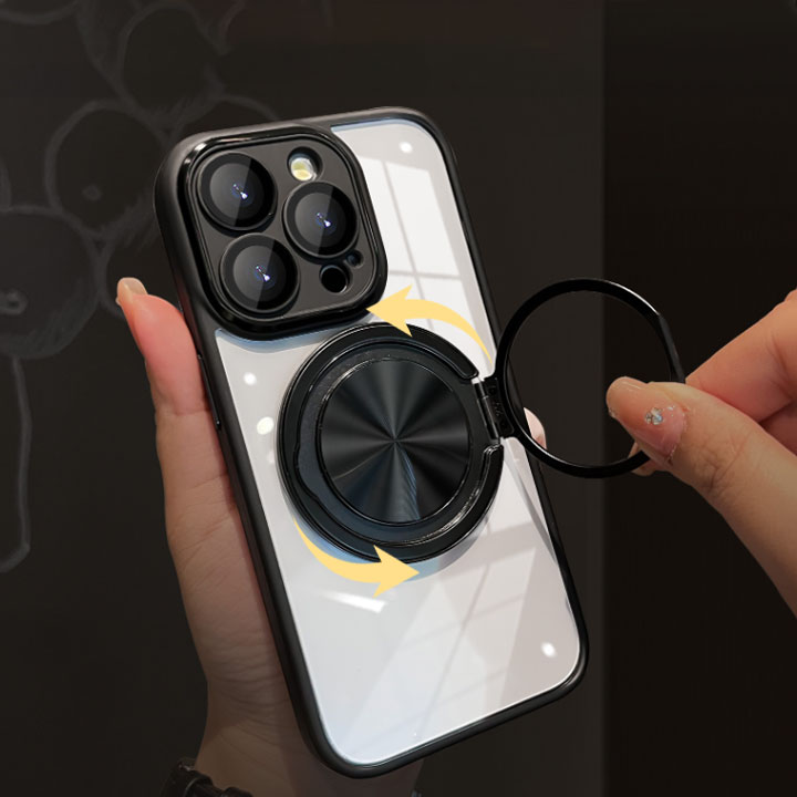  iPhone16ケース アイフォンケース マグセーフ magsafe ワンタッチ吸着充電 クリア 透明 カメ バンカーリング おしゃれ シンプル 高見え ユニセックス ブラック ホワイト チタニウム iPhone16ケース 上品