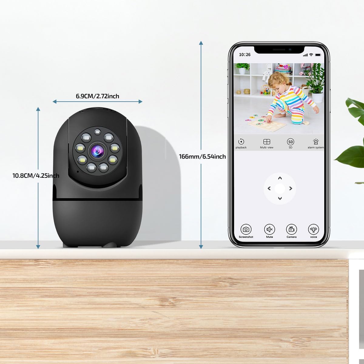見守りカメラ ペットカメラ ベビーカメラ ベビーモニター ネットワークカメラ みまもりWi-Fi 双方向通話 スマホ対応 赤ちゃ weilailife-10000099 WEILAILIFE防犯カメラ楽天市場店 サンプル画像2