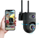 【P15倍!】防犯カメラ 屋外 首振り 2レンズ WiFi 2.4G/5G対応 ワイヤレス 見守りカメラ スマホ対応 遠隔操作 双方向通話 録画機能 IP66防...