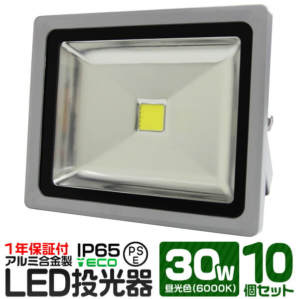 【10個セット】LED 投光器 30W 300W相当 昼光色