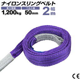 【4/20 P10倍】スリングベルト 2m 幅50mm 使用荷重1200kg 吊りベルト ベルトスリング ナイロンスリング ナイロンスリングベルト 繊維ベルト 荷吊りベルト 吊上げ ロープ 牽引 クレーンロープ クレーンベルト 運搬