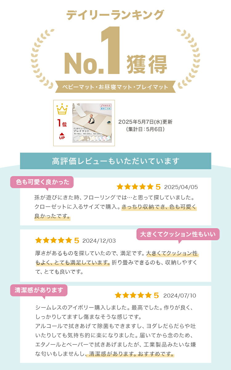 【特価 5,980円〜】楽天1位 抗菌99.9％ プレイマット 赤ちゃん 折りたたみ ベビー シームレス 防水 ベビーマット 厚手 90 140 160 180 200 プレイ マット クッションマット キッズ 子供 お昼寝マット トレーニング ストレッチ マット サークルマット 厚さ4cm