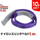 【期間限定クーポン配布中】【10本セット】スリングベルト 1m 幅25mm 使用荷重800kg 玉掛け ナイロンスリング 0.8t 高品質 ベルトスリング ナイロンスリングベルト 繊維ベルト 吊ベルト 荷吊りベルト ロープ 牽引 クレーンロープ クレーンベルト 運搬 送料無料