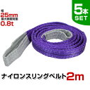 【クーポン最大300円OFF】【5本セット】スリングベルト 2m 幅25mm 使用荷重800kg 玉掛け ナイロンスリング 0.8t 高品質 ベルトスリング ナイロンスリングベルト 繊維ベルト 吊ベルト 荷吊りベルト ロープ 牽引 クレーンロープ クレーンベルト 運搬 送料無料