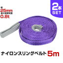 【クーポン最大2000円OFF】【2本セット】スリングベルト 5m 幅25mm 使用荷重800kg 玉掛け ナイロンスリング 0.8t 高品質 ベルトスリング ナイロンスリングベルト 繊維ベルト 吊ベルト 荷吊りベルト ロープ 牽引 クレーンロープ クレーンベルト 運搬 送料無料